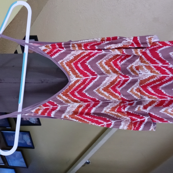 Red Rouge Ecoté Thin Breathable 100% Viscose Full Length Maxi Dress Women's XS - Picture 2 of 4